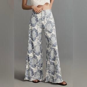 Anthropologie Pilcro The Adi Floral Linen Flare Pants